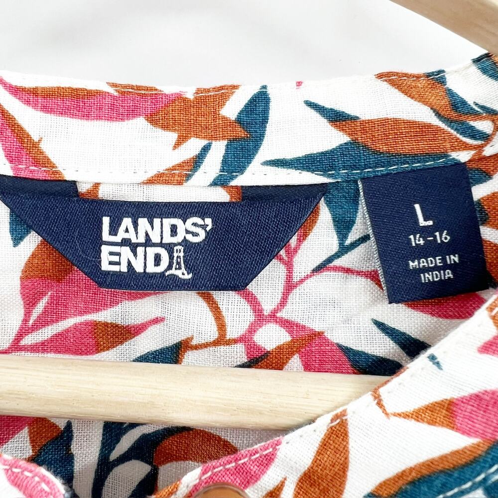 Lands End Linen A-Line Long Sleeve Tunic Top‎ Floral - Picture 4 of 7